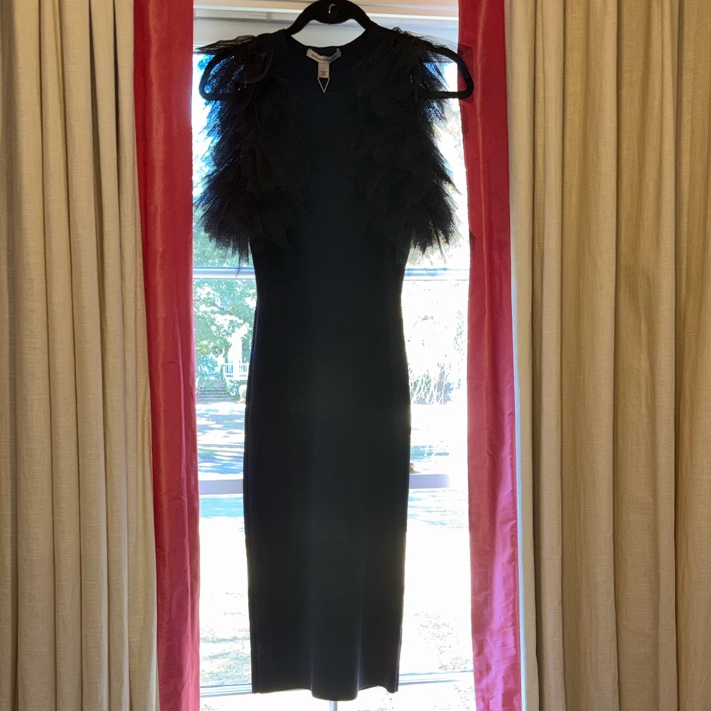 NWT Autumn Cashmere Black Dress with Tulle Detail Size S